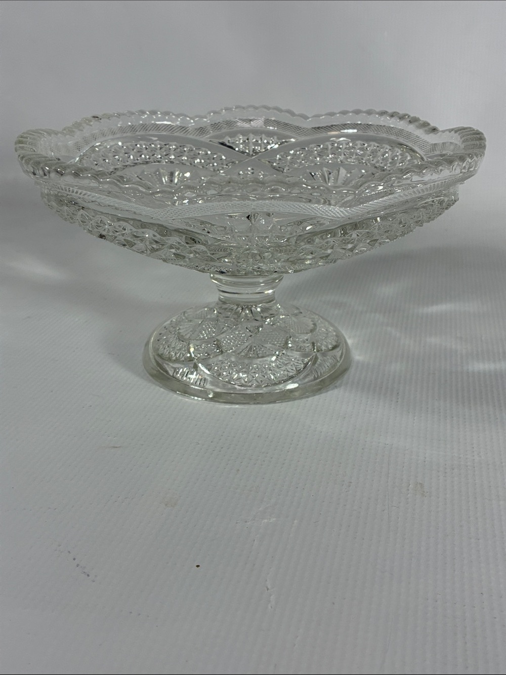 Antique EAPG Ada Glass Pedestal Compote Bowl 8"